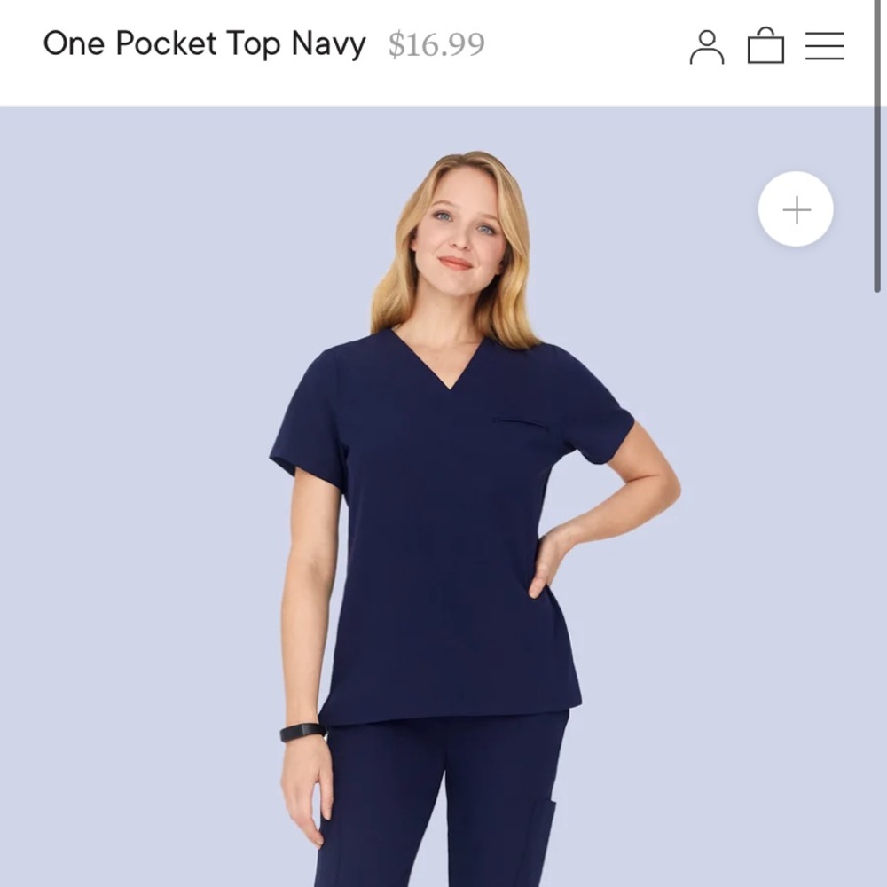 New never worn mandal navy one pocket scrub top